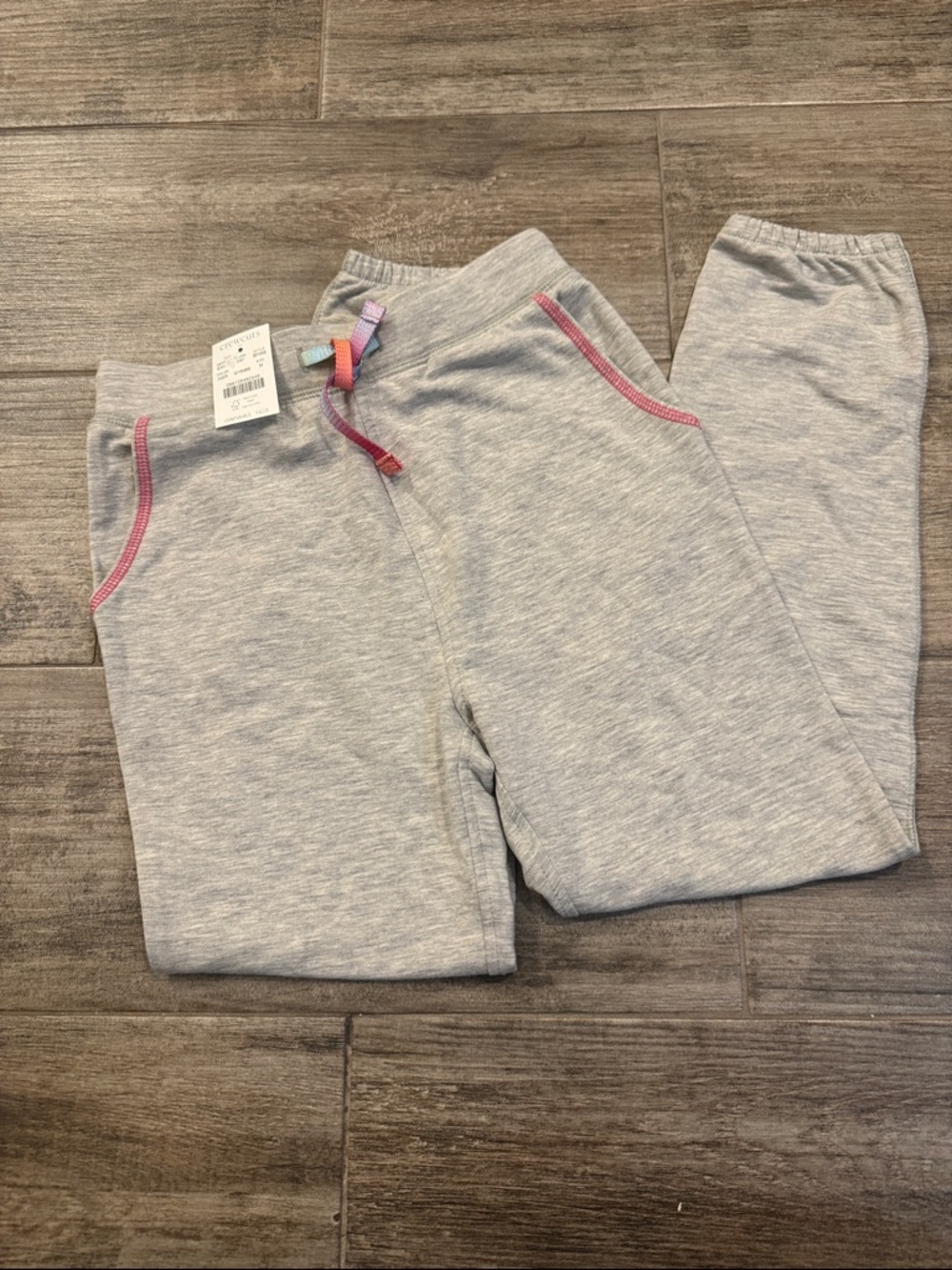 Crewcuts Light Heather Gray Sweatpants with Pink Trim